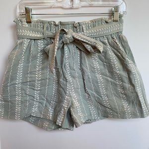 Tie waist shorts.